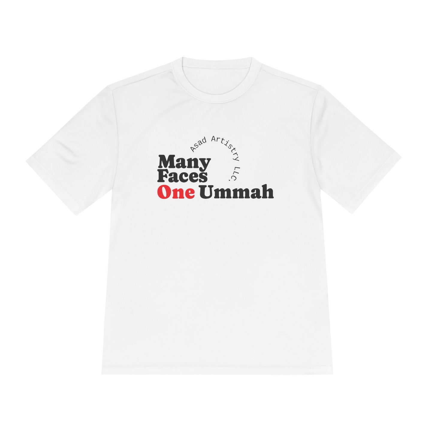 Moisture Wicking Tee with 'Many Faces One Ummah' Design