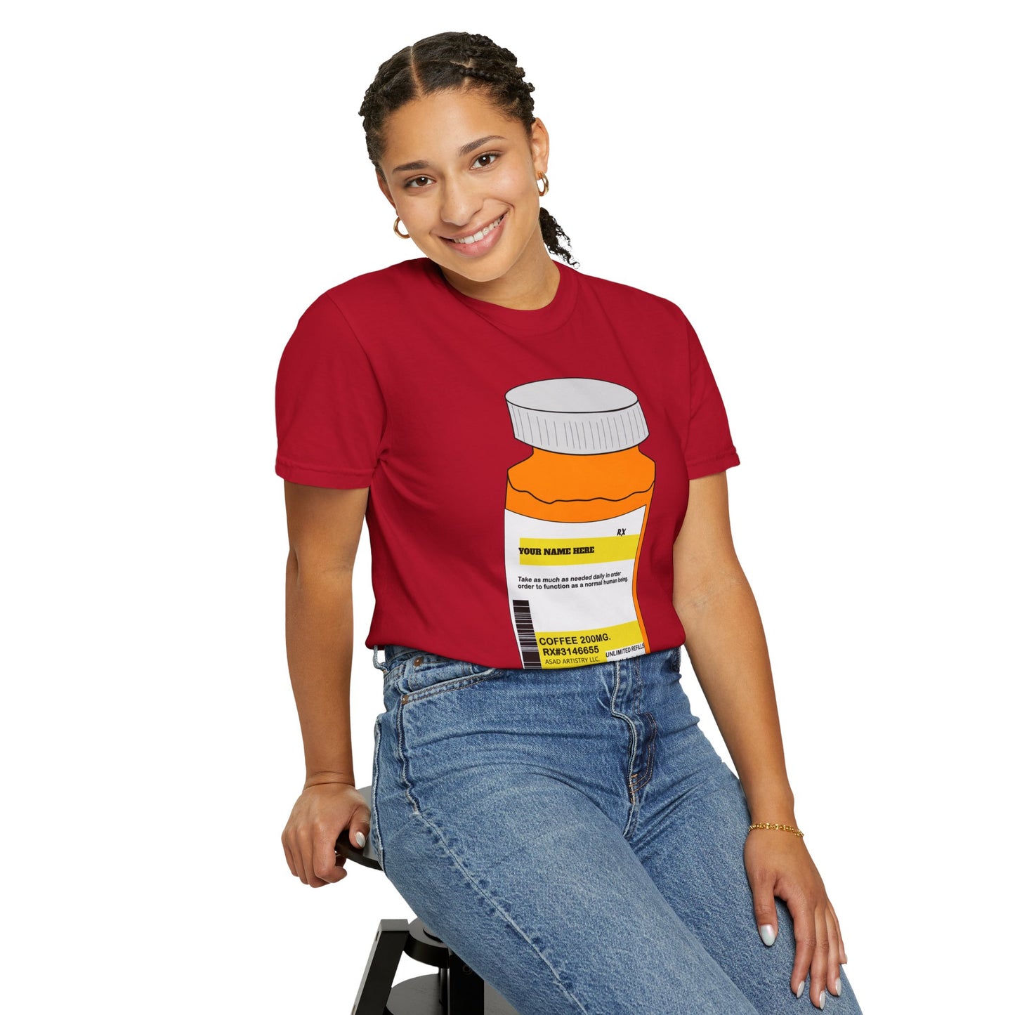 Customizable Prescription Coffee Garment-Dyed T-Shirt – Your Name, Your Statement