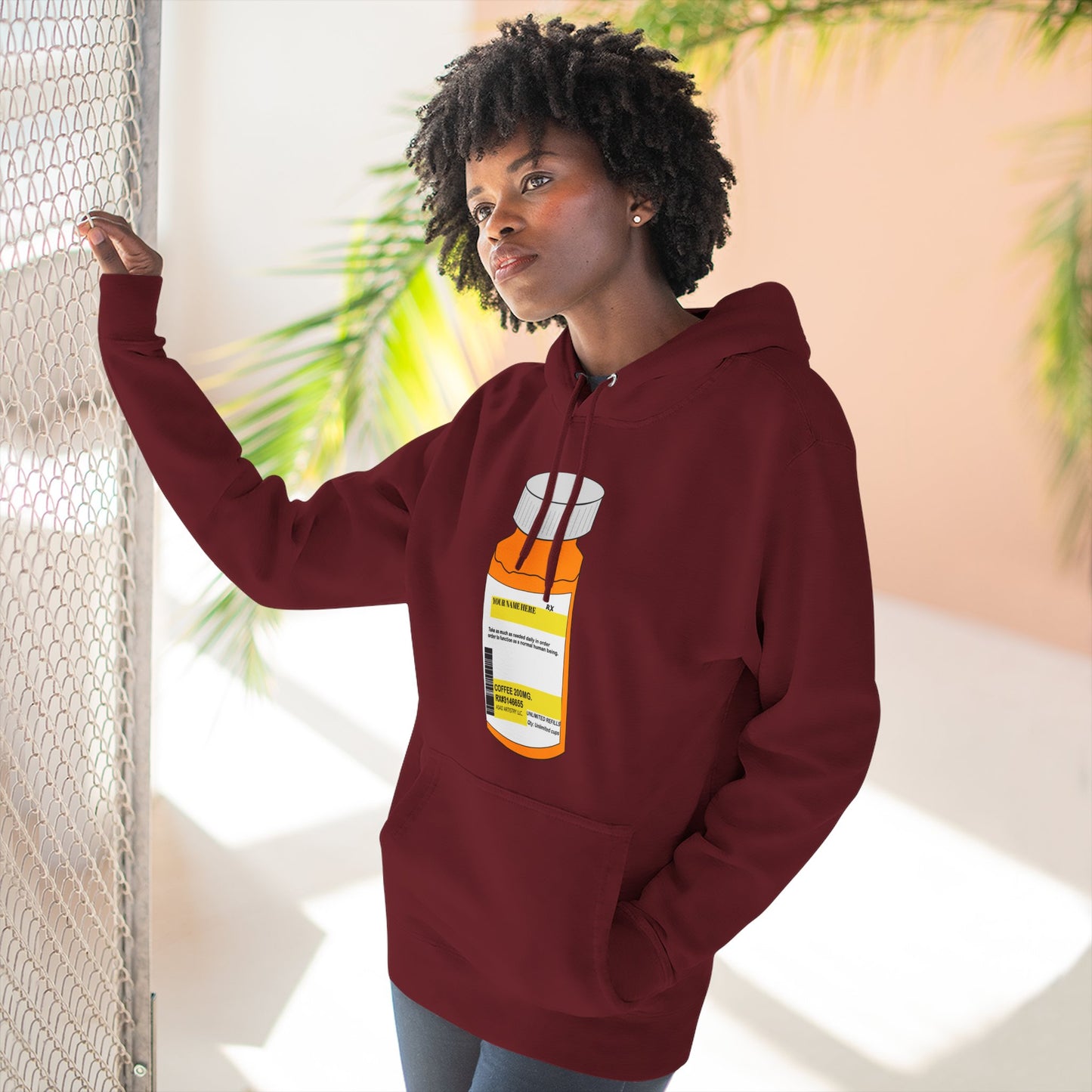 Customizable Prescription Bottle Hoodie - Cozy Medication Inspired Fleece Sweatshirt