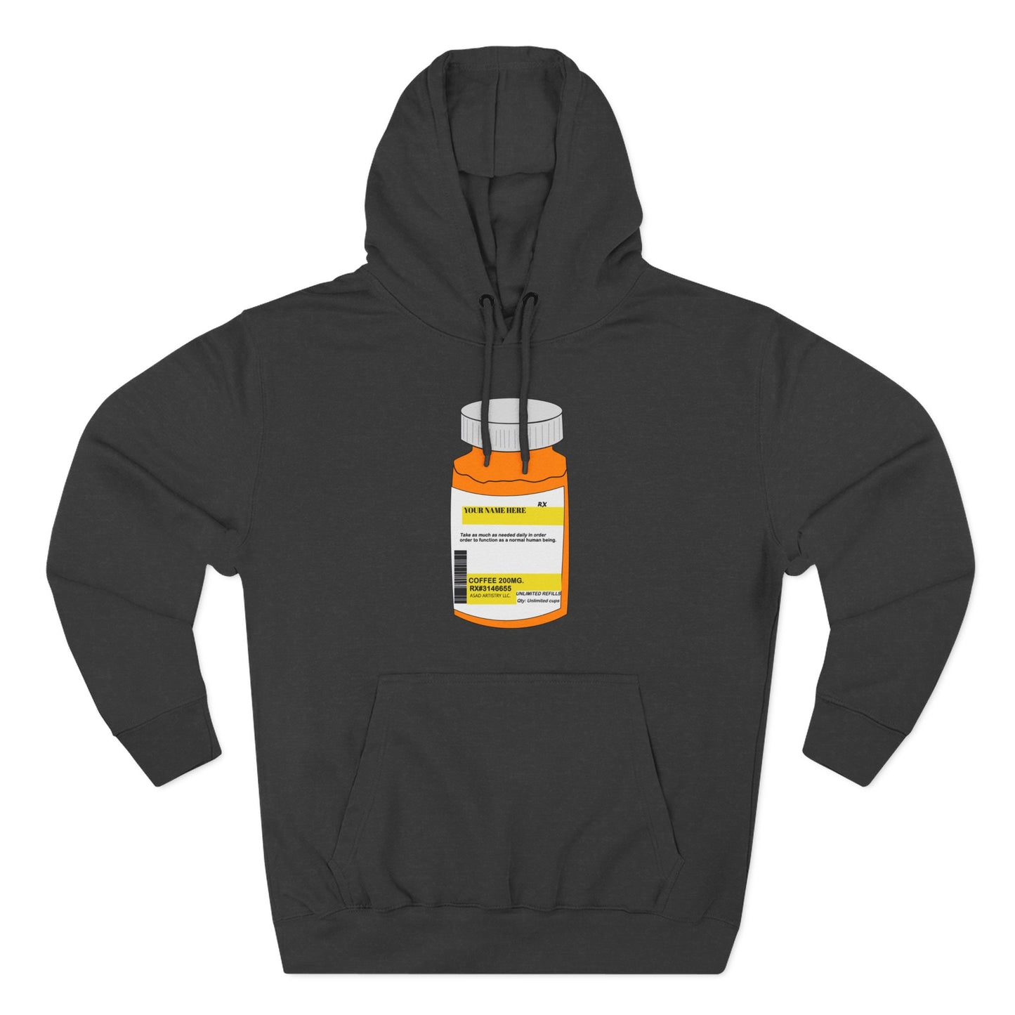 Customizable Prescription Bottle Hoodie - Cozy Medication Inspired Fleece Sweatshirt
