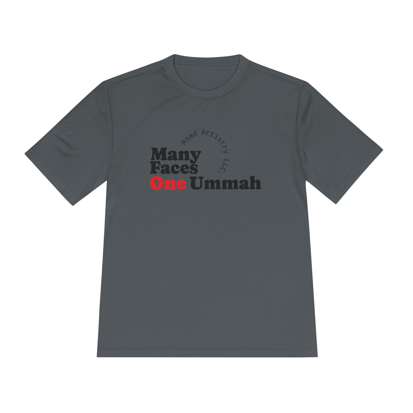 Moisture Wicking Tee with 'Many Faces One Ummah' Design
