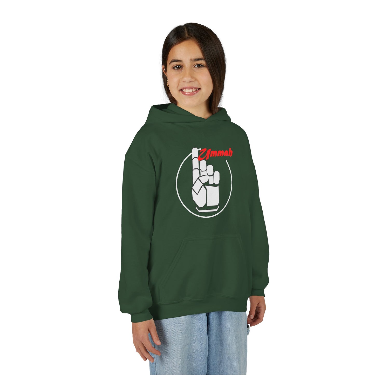 Youth Hooded Sweatshirt with 'Ummah' Graphic - Cozy & Stylish for All Occasions