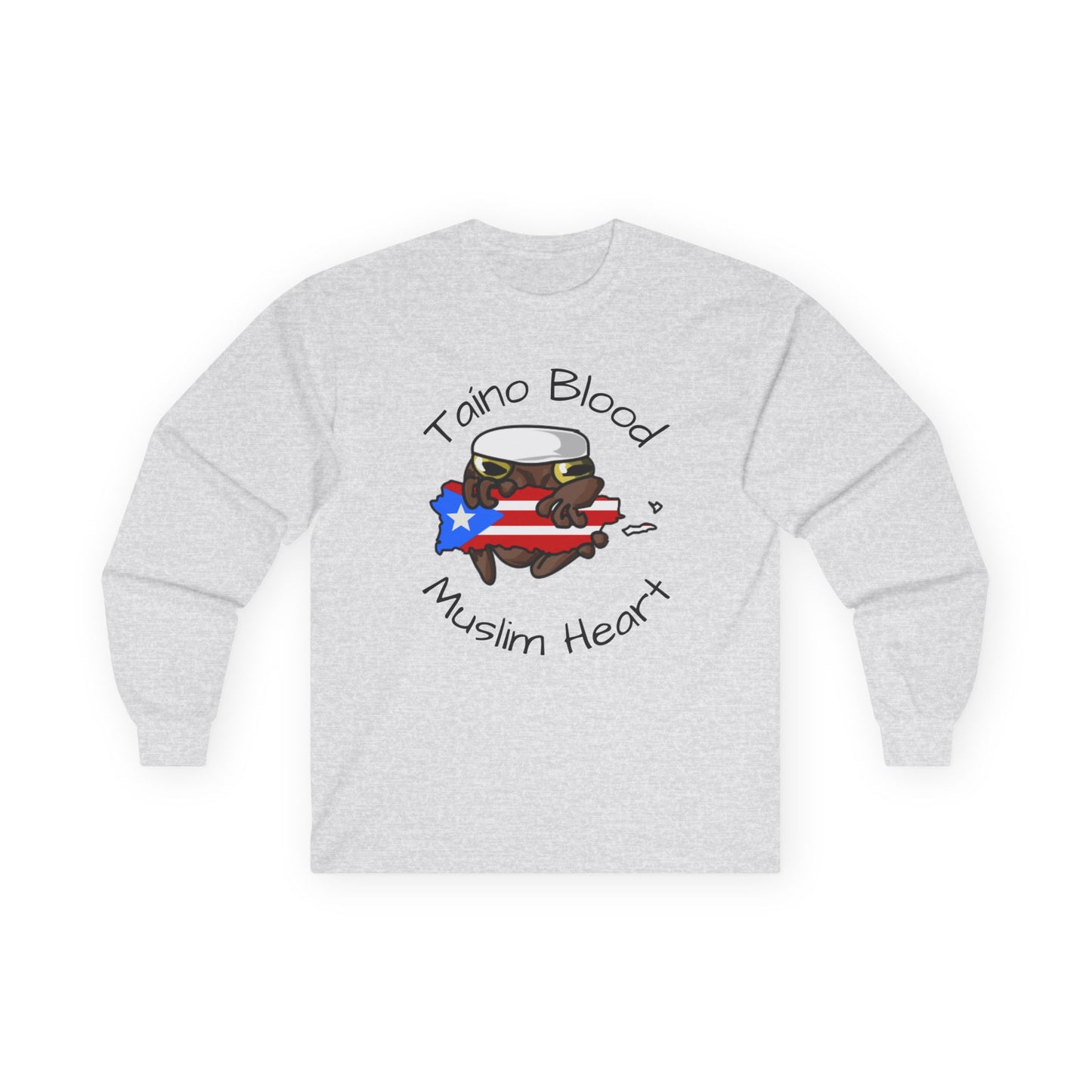 Taino Blood Muslim Heart Long Sleeve Tee — Puerto Rican & Muslim Pride Graphic Shirt