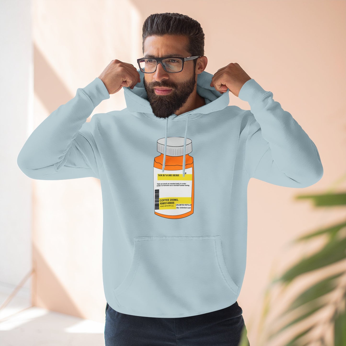 Customizable Prescription Bottle Hoodie - Cozy Medication Inspired Fleece Sweatshirt