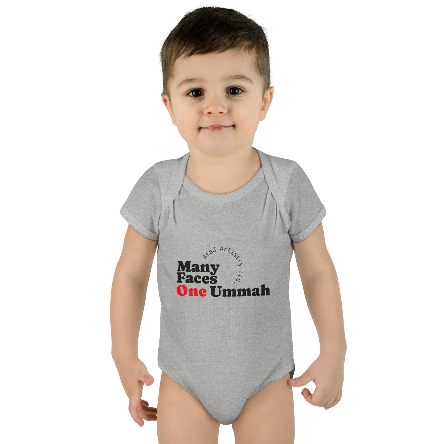 Many Faces One Ummah Infant Bodysuit – Softness, Simplicity, and Unity from Day One