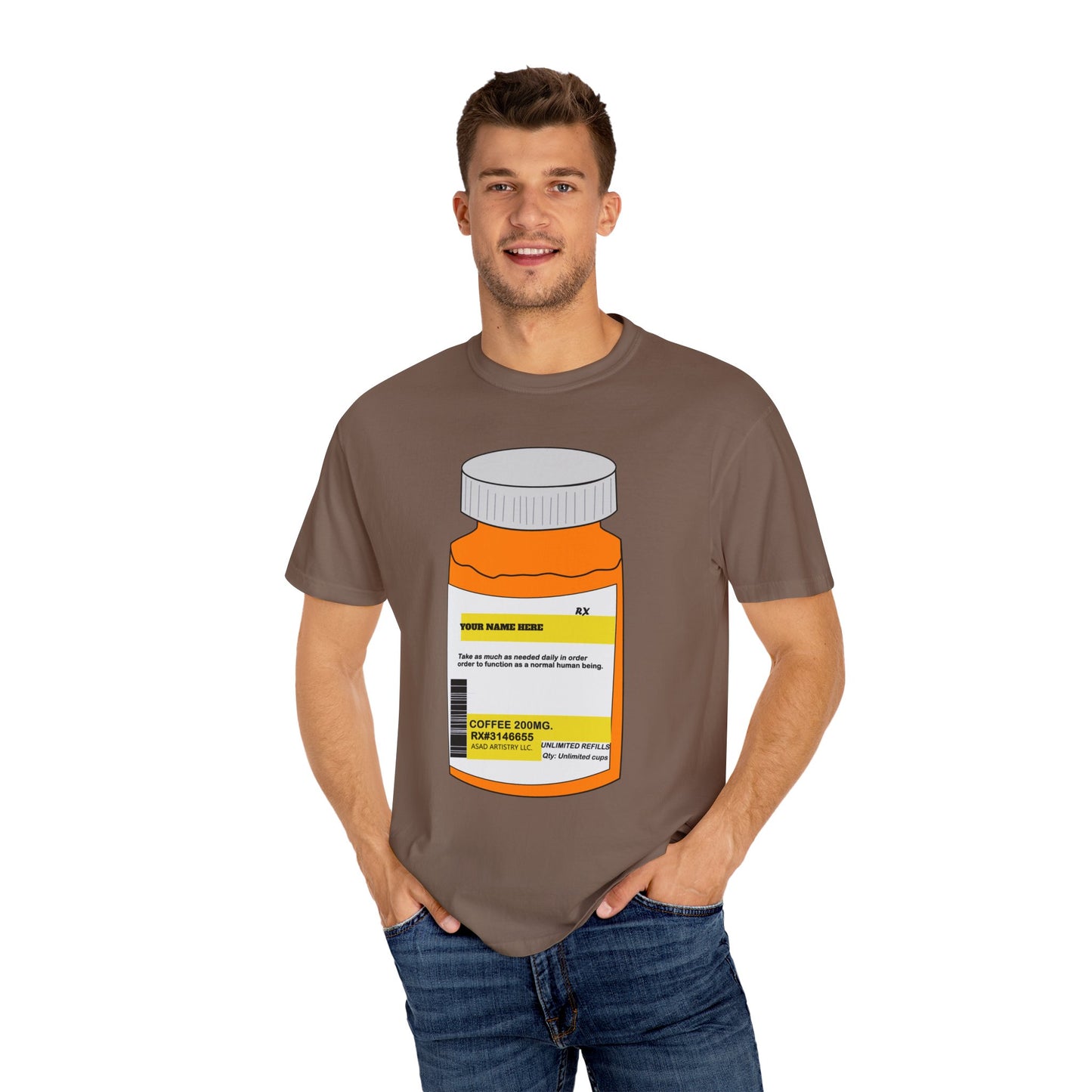 Customizable Prescription Coffee Garment-Dyed T-Shirt – Your Name, Your Statement