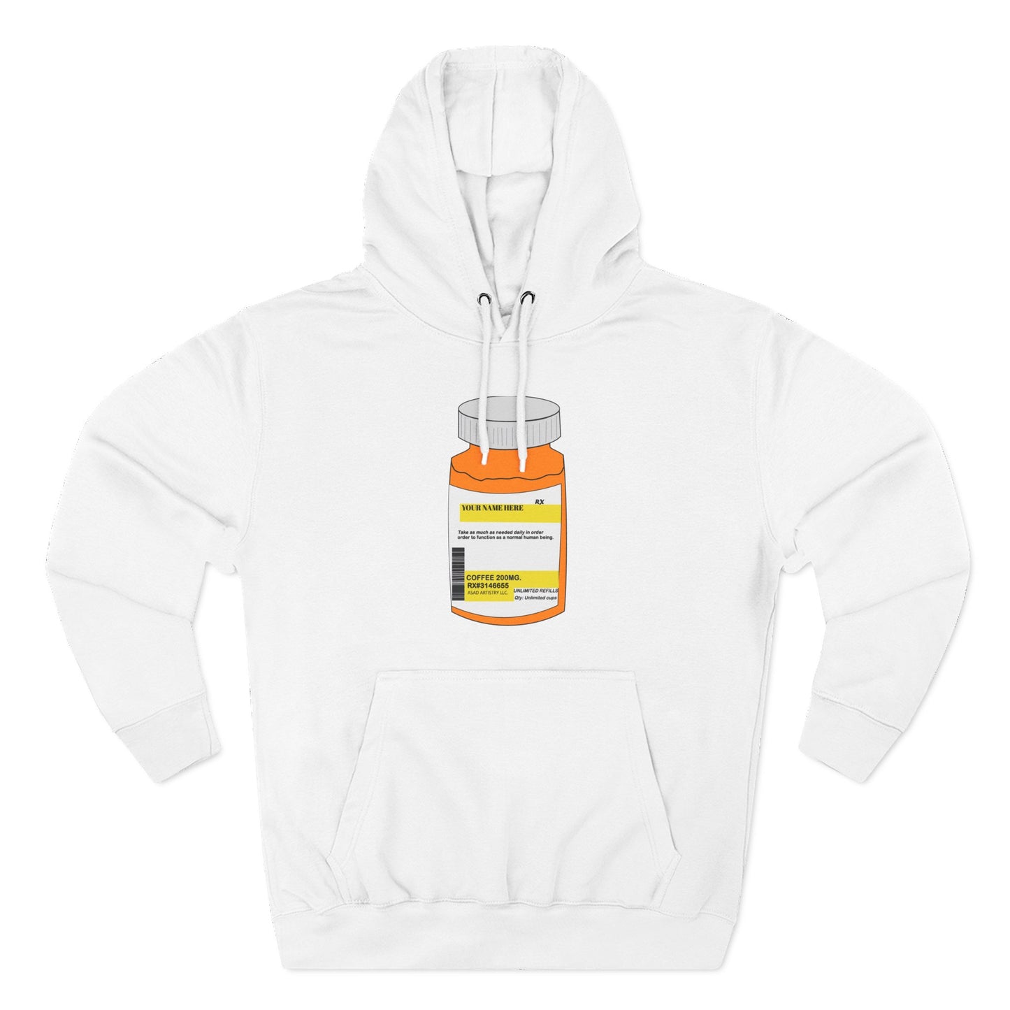 Customizable Prescription Bottle Hoodie - Cozy Medication Inspired Fleece Sweatshirt