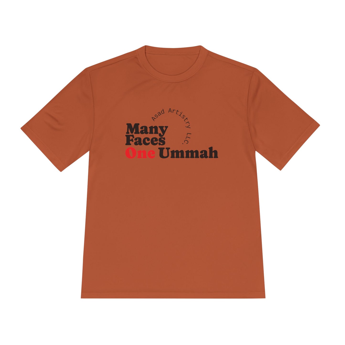 Moisture Wicking Tee with 'Many Faces One Ummah' Design