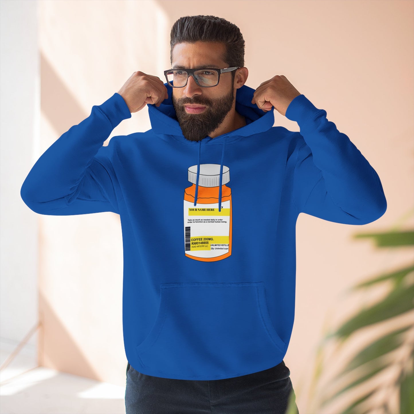 Customizable Prescription Bottle Hoodie - Cozy Medication Inspired Fleece Sweatshirt