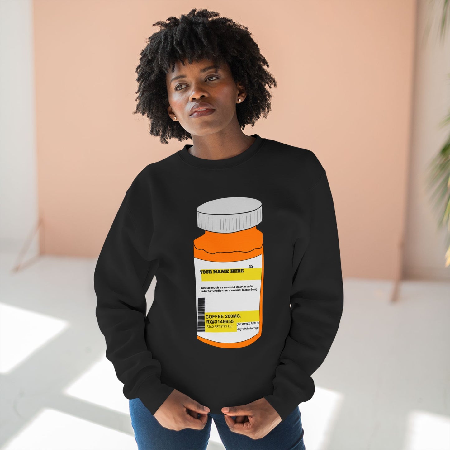 Customizable Prescription Coffee Crewneck Sweatshirt – Personalized Comfort, Bold Style