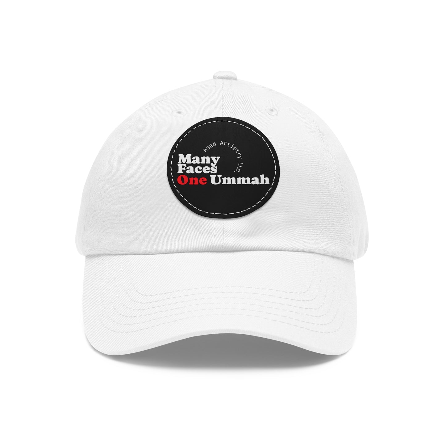 Hat with Leather Patch (Round)Many Faces, One Ummah Leather Patch Hat – Unity You Can Wear