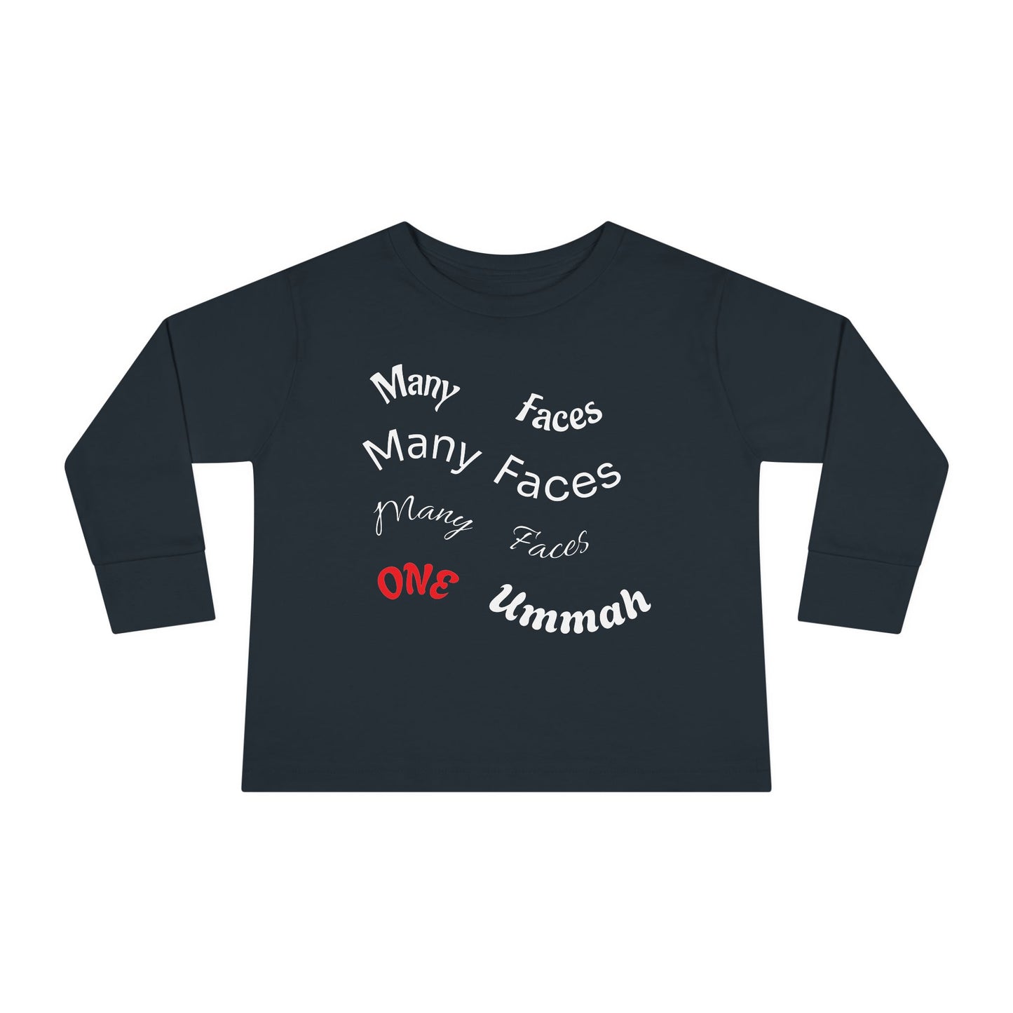 Many Faces One Ummah Toddler Long Sleeve Tee – Joyful Style, Meaningful Message
