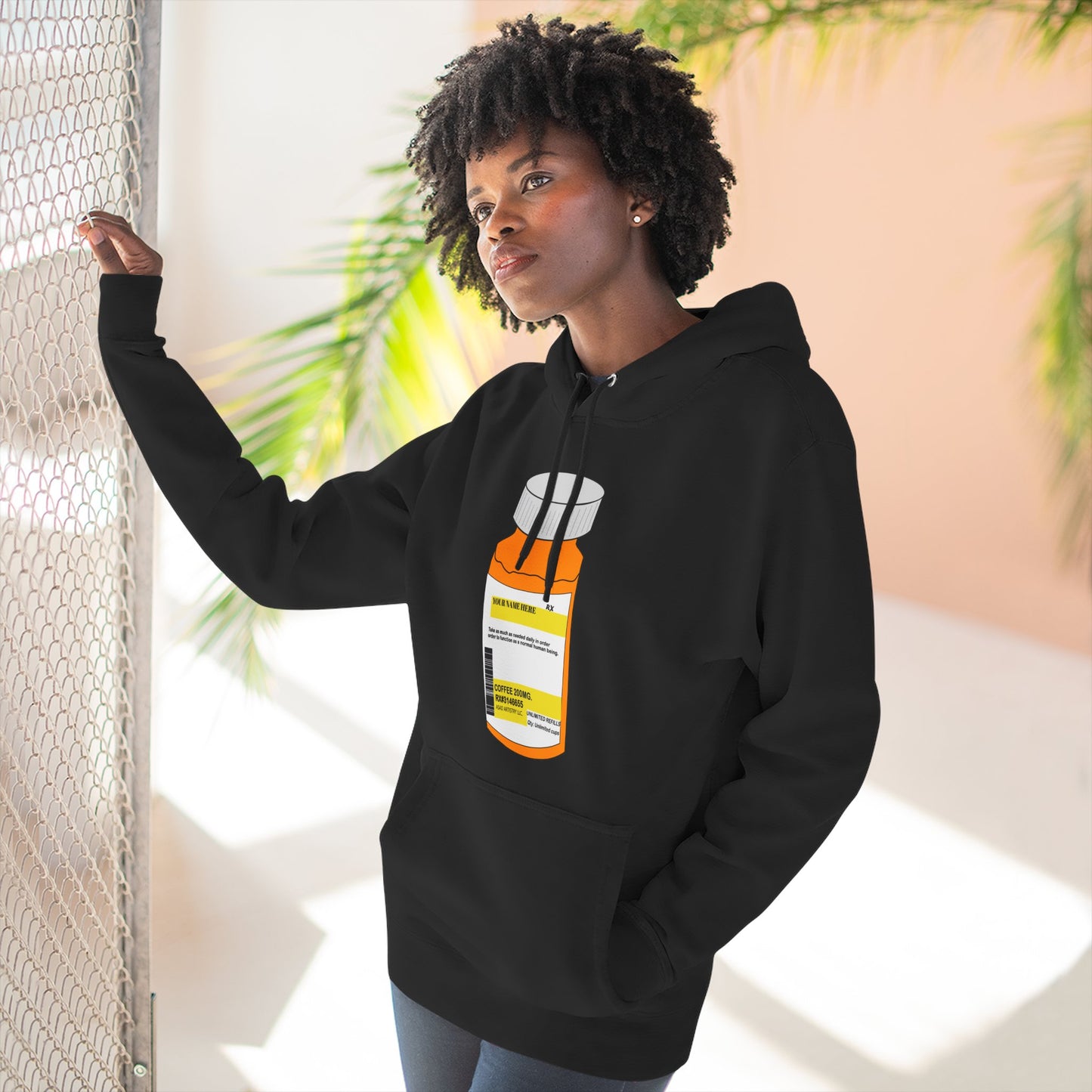 Customizable Prescription Bottle Hoodie - Cozy Medication Inspired Fleece Sweatshirt