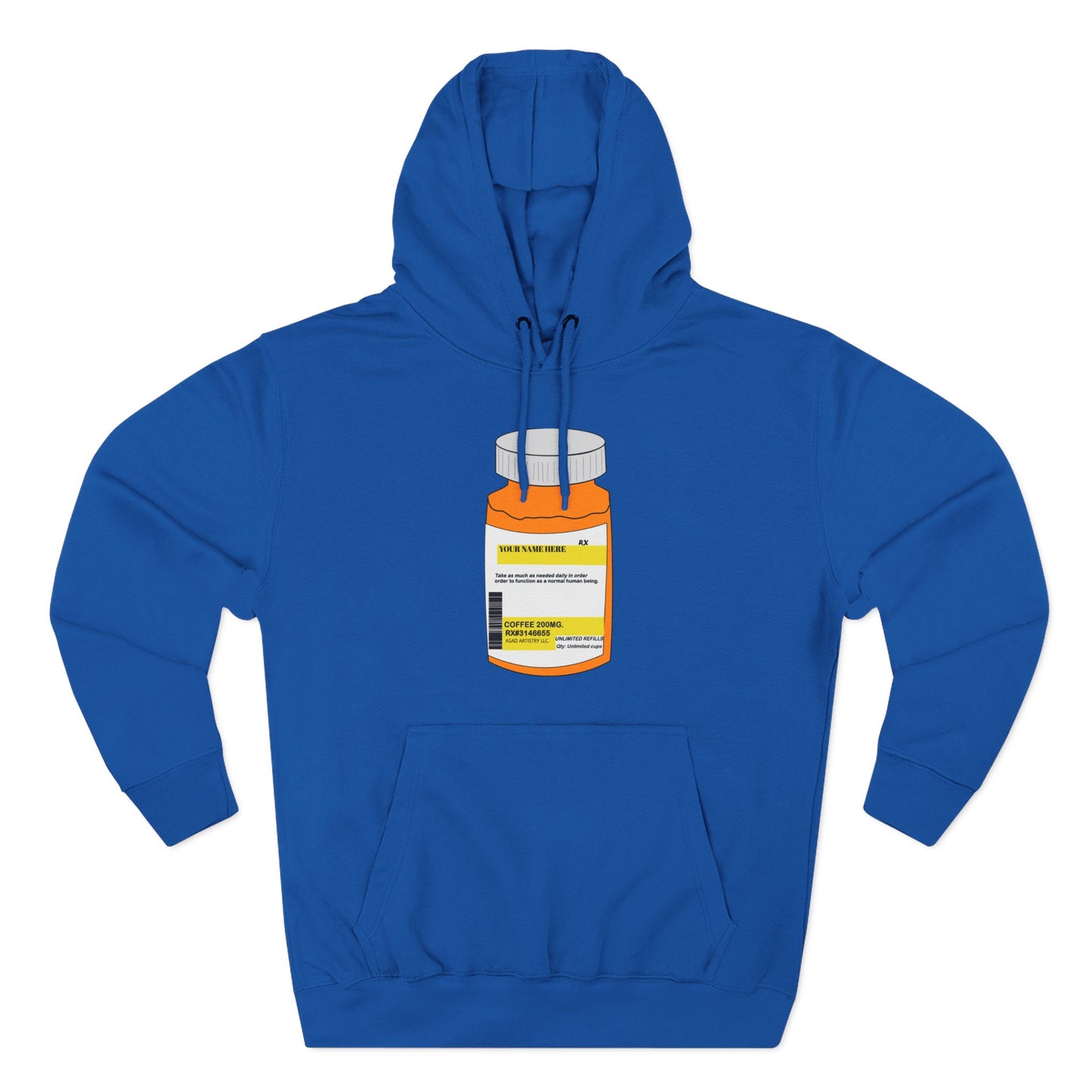 Customizable Prescription Bottle Hoodie - Cozy Medication Inspired Fleece Sweatshirt