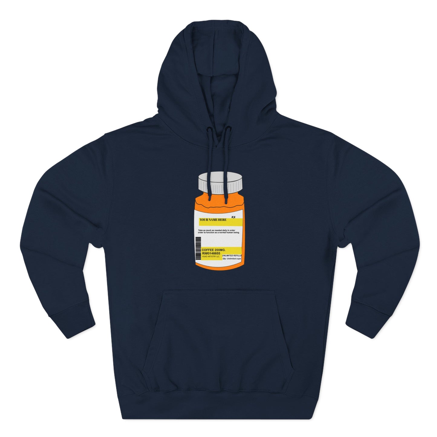 Customizable Prescription Bottle Hoodie - Cozy Medication Inspired Fleece Sweatshirt