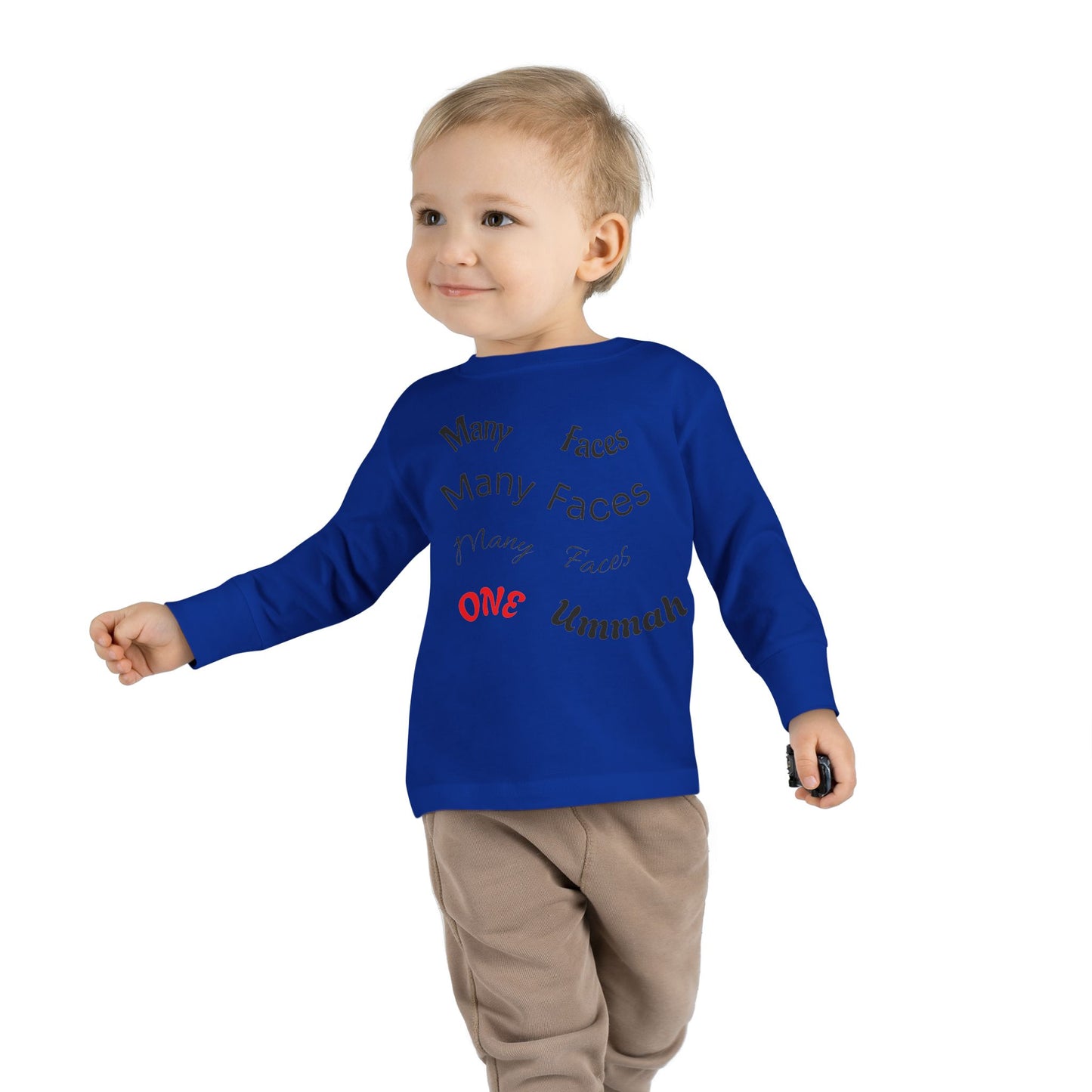 Many Faces One Ummah Toddler Long Sleeve Tee – Joyful Style, Meaningful Message