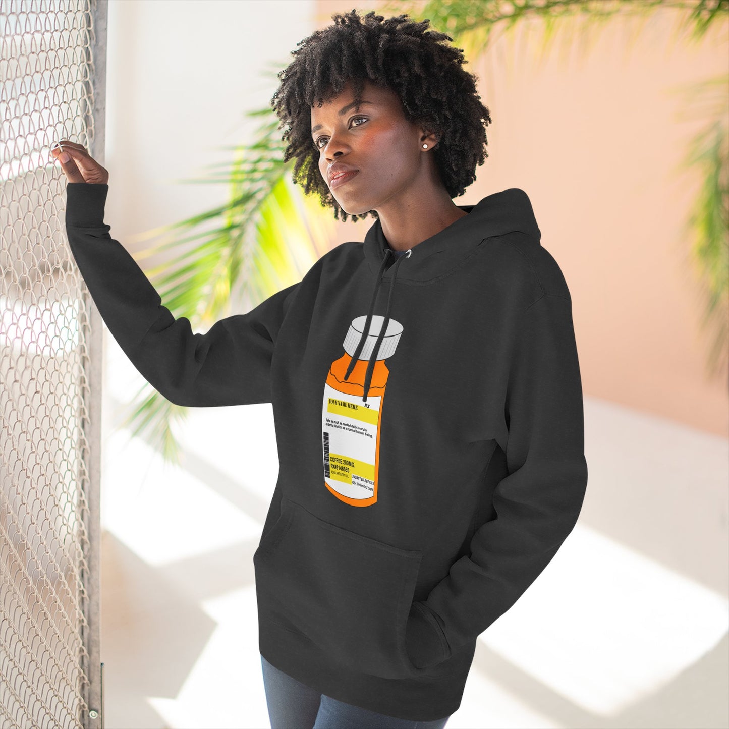 Customizable Prescription Bottle Hoodie - Cozy Medication Inspired Fleece Sweatshirt