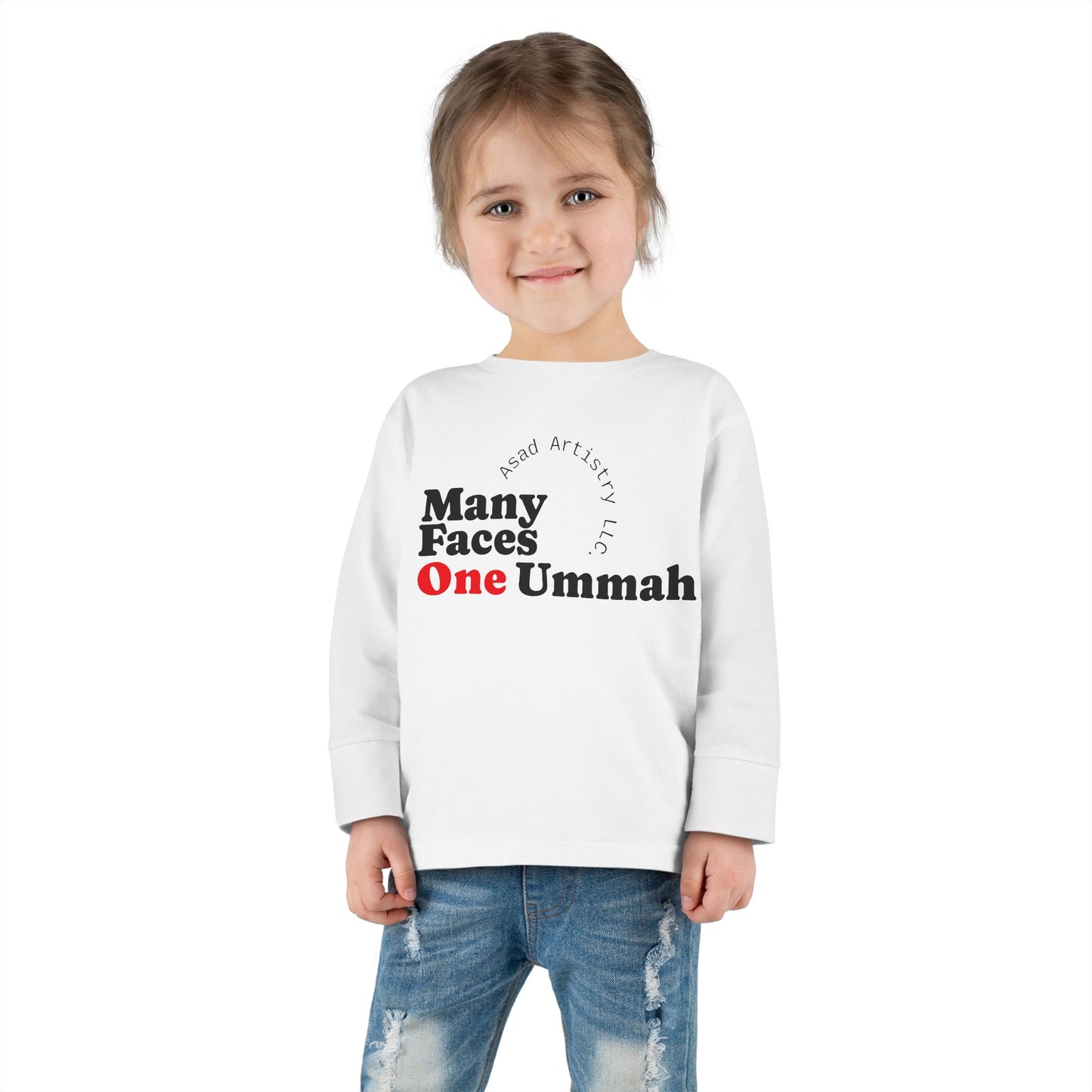 Many Faces One Ummah Toddler Long Sleeve Tee – For Little Hearts, Big Unity