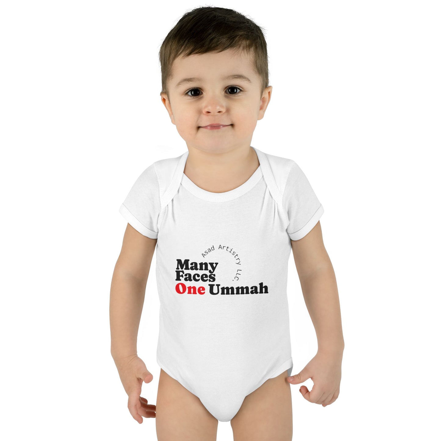 Many Faces One Ummah Infant Bodysuit – Softness, Simplicity, and Unity from Day One