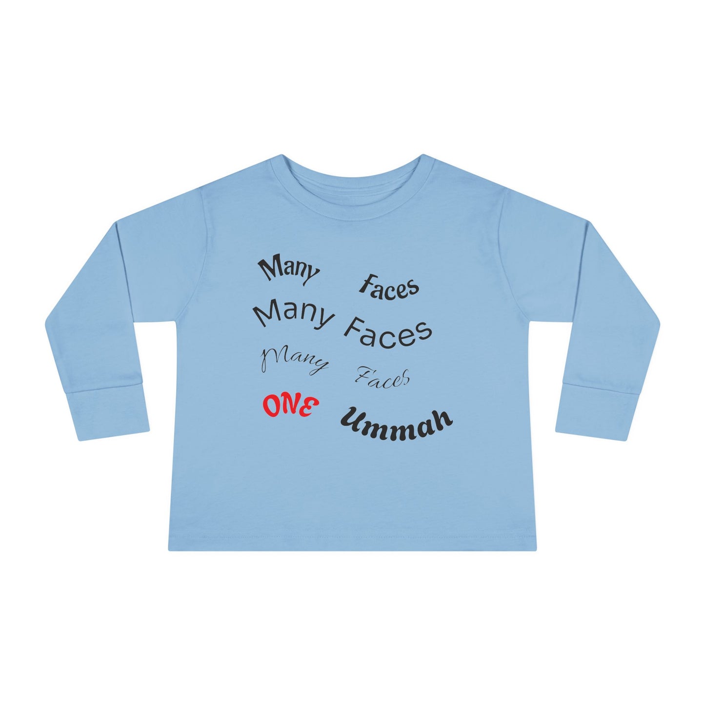 Many Faces One Ummah Toddler Long Sleeve Tee – Joyful Style, Meaningful Message