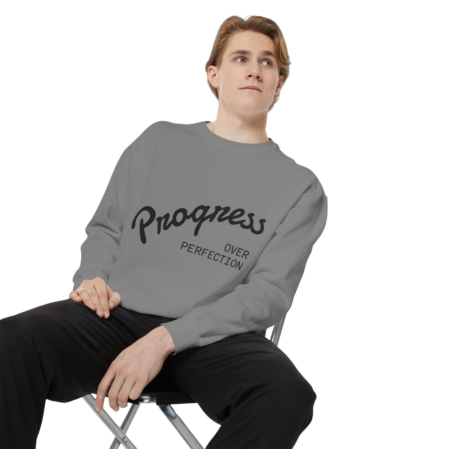 Unisex Inspirational Sweatshirt - Progress Over Perfection