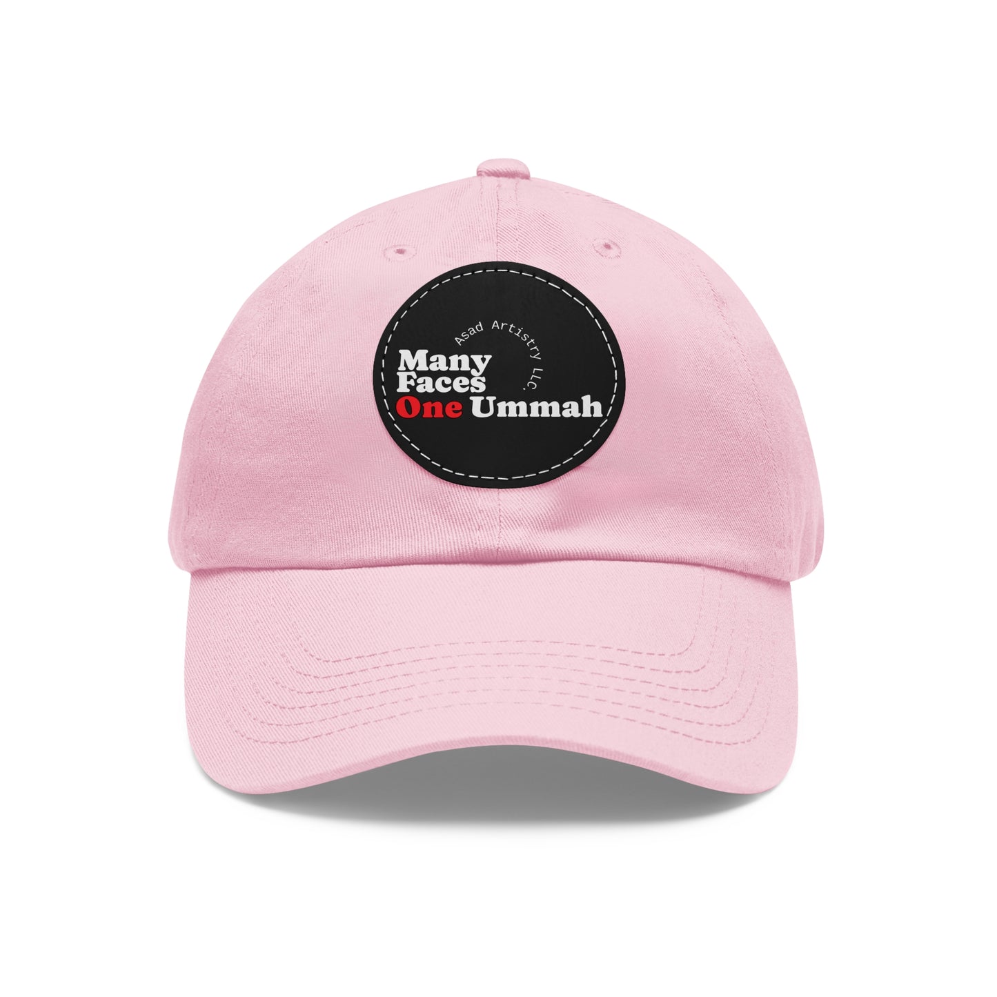 Hat with Leather Patch (Round)Many Faces, One Ummah Leather Patch Hat – Unity You Can Wear