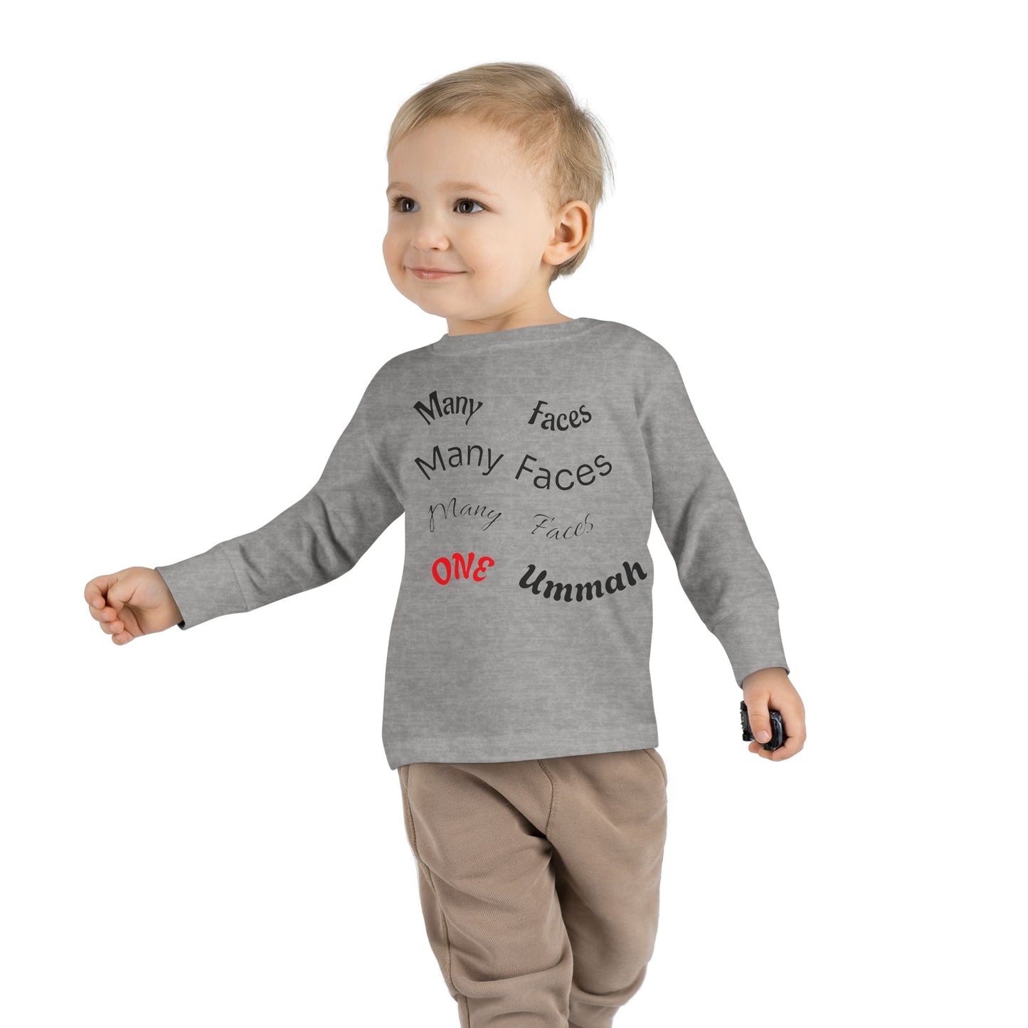 Many Faces One Ummah Toddler Long Sleeve Tee – Joyful Style, Meaningful Message