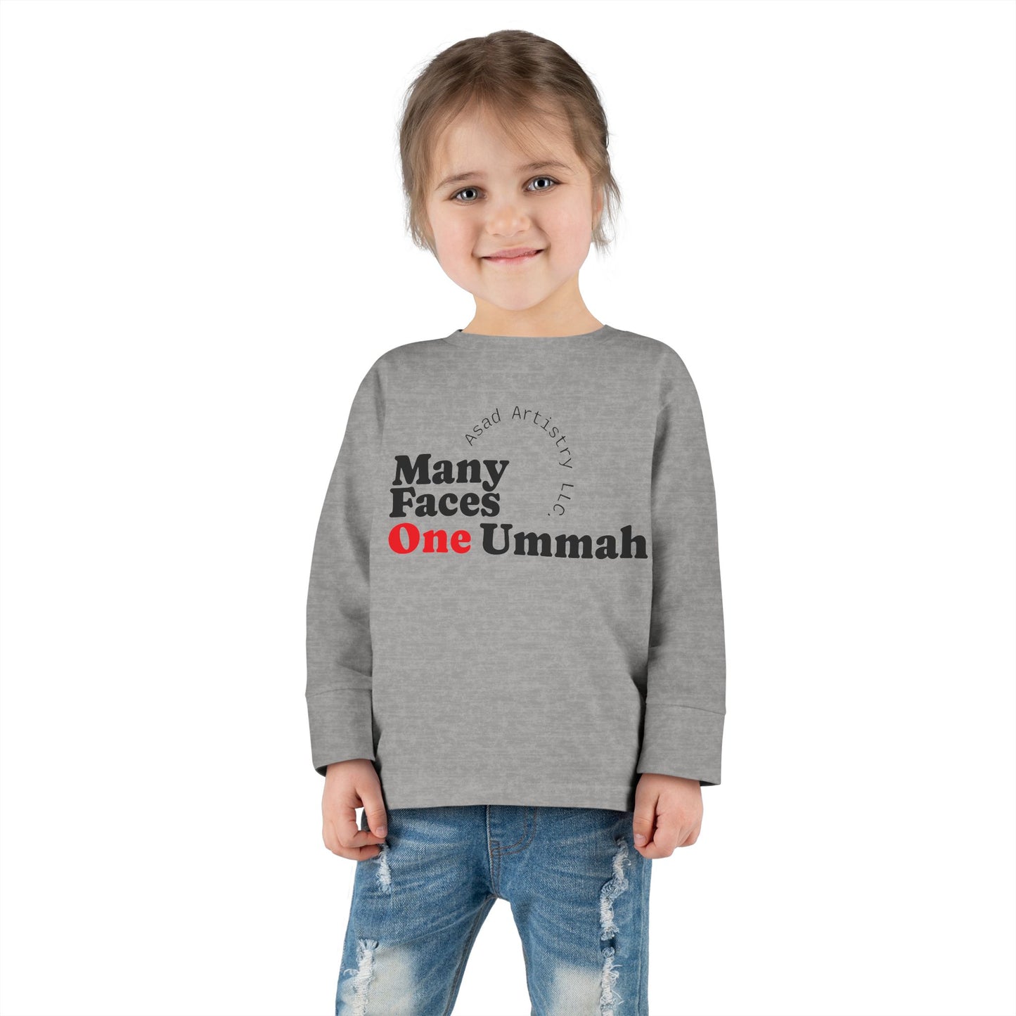 Many Faces One Ummah Toddler Long Sleeve Tee – For Little Hearts, Big Unity