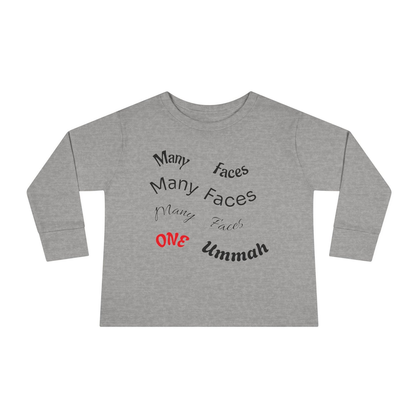 Many Faces One Ummah Toddler Long Sleeve Tee – Joyful Style, Meaningful Message