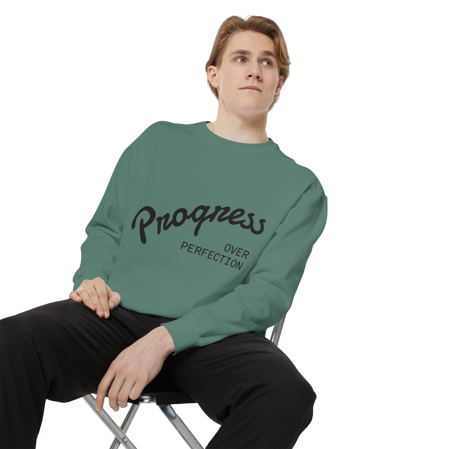 Unisex Inspirational Sweatshirt - Progress Over Perfection