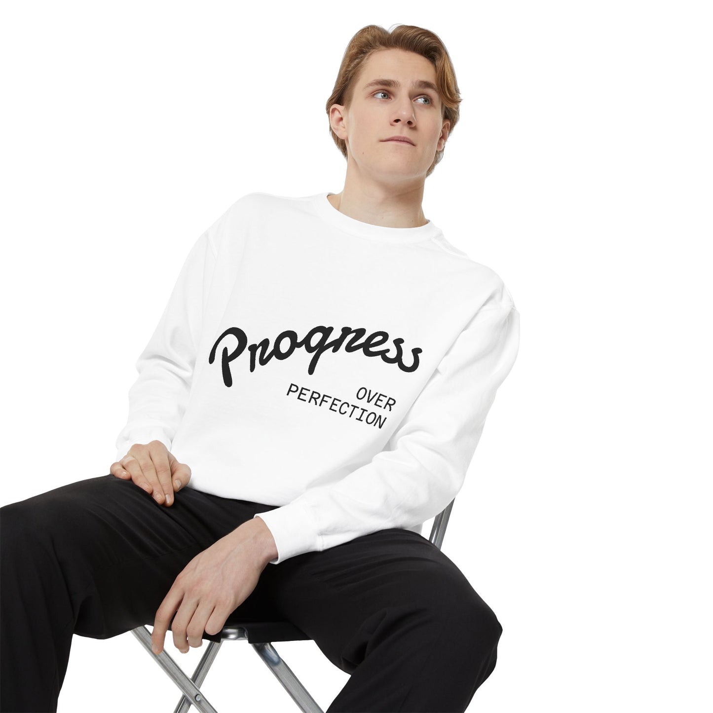 Unisex Inspirational Sweatshirt - Progress Over Perfection