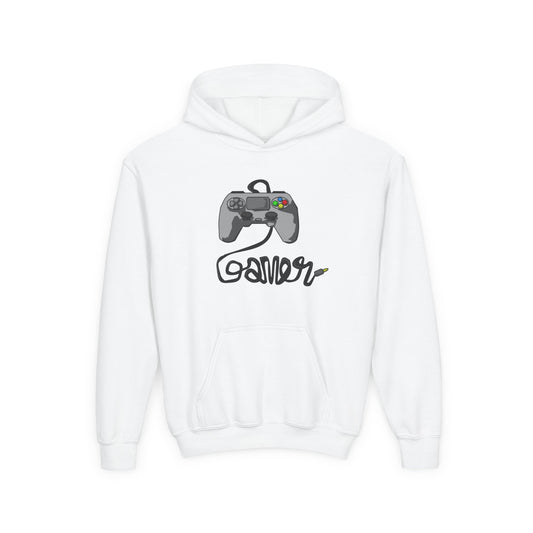 Youth Gamer Hoodie — Retro Controller 'Gamer' Design with 'Achievement Unlocked' Backprint