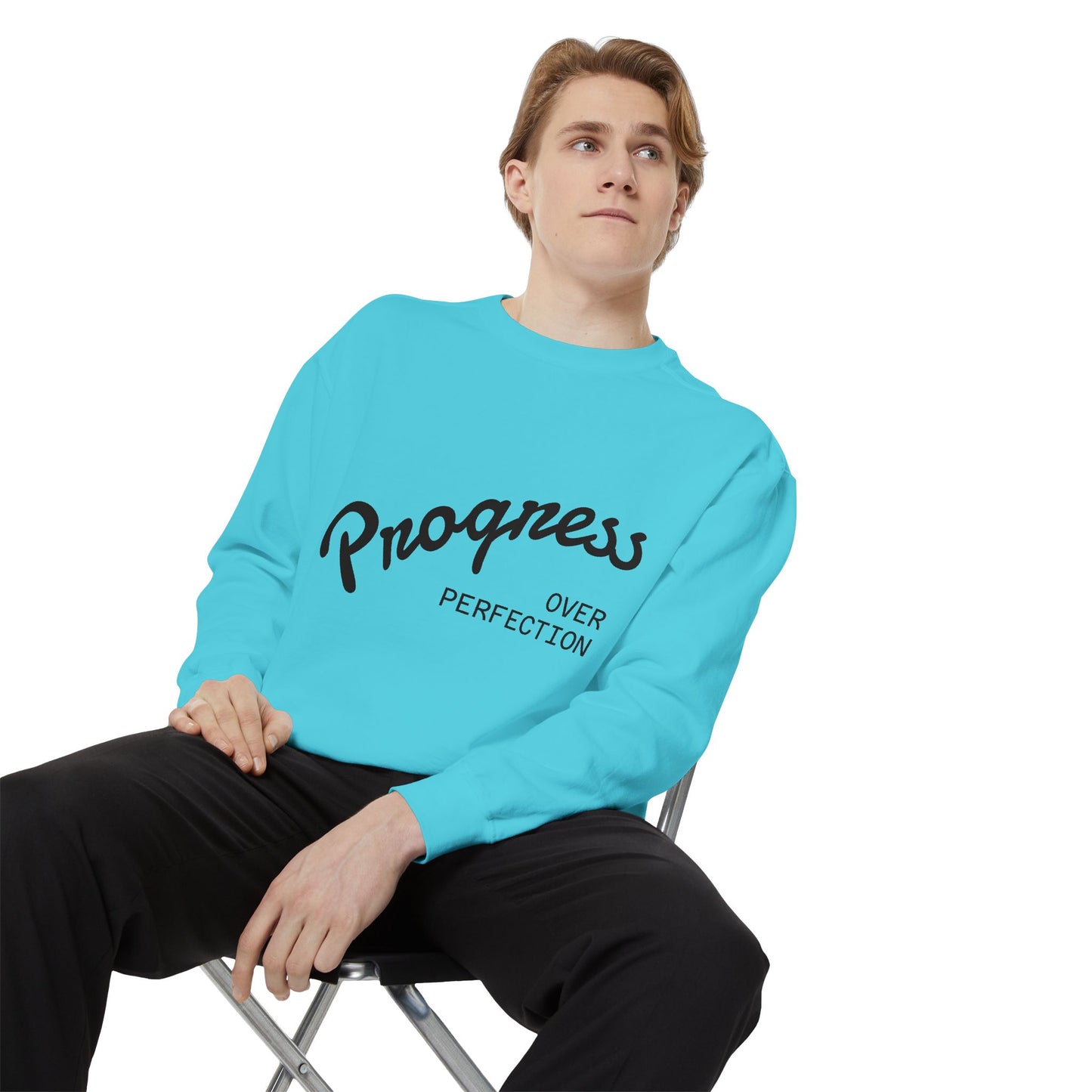 Unisex Inspirational Sweatshirt - Progress Over Perfection