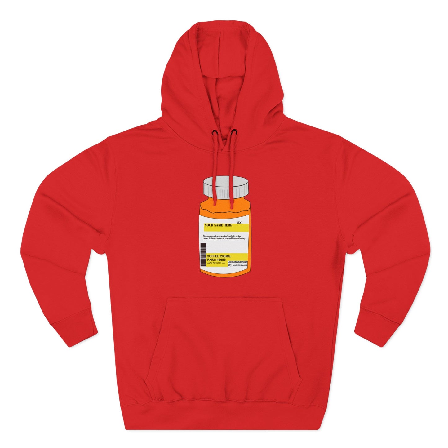 Customizable Prescription Bottle Hoodie - Cozy Medication Inspired Fleece Sweatshirt