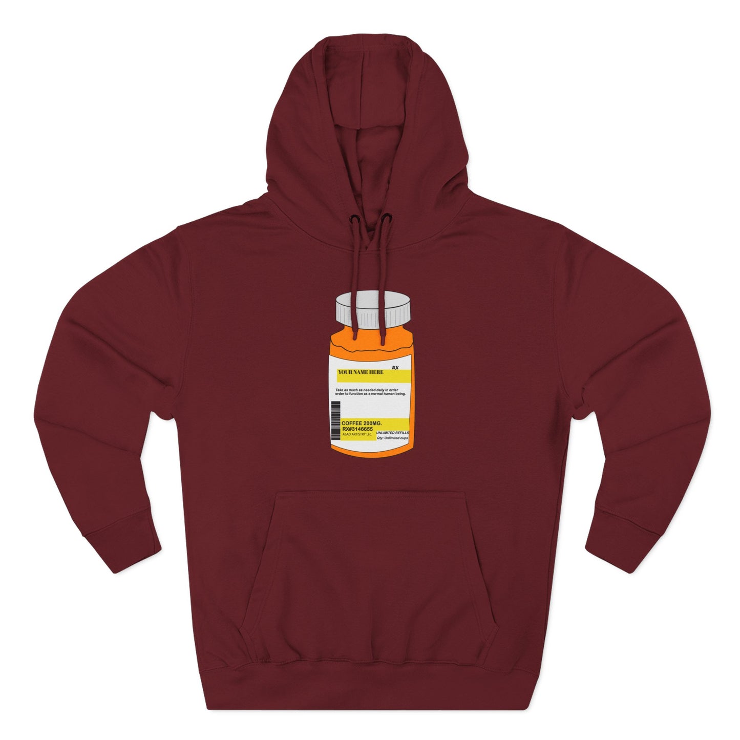 Customizable Prescription Bottle Hoodie - Cozy Medication Inspired Fleece Sweatshirt
