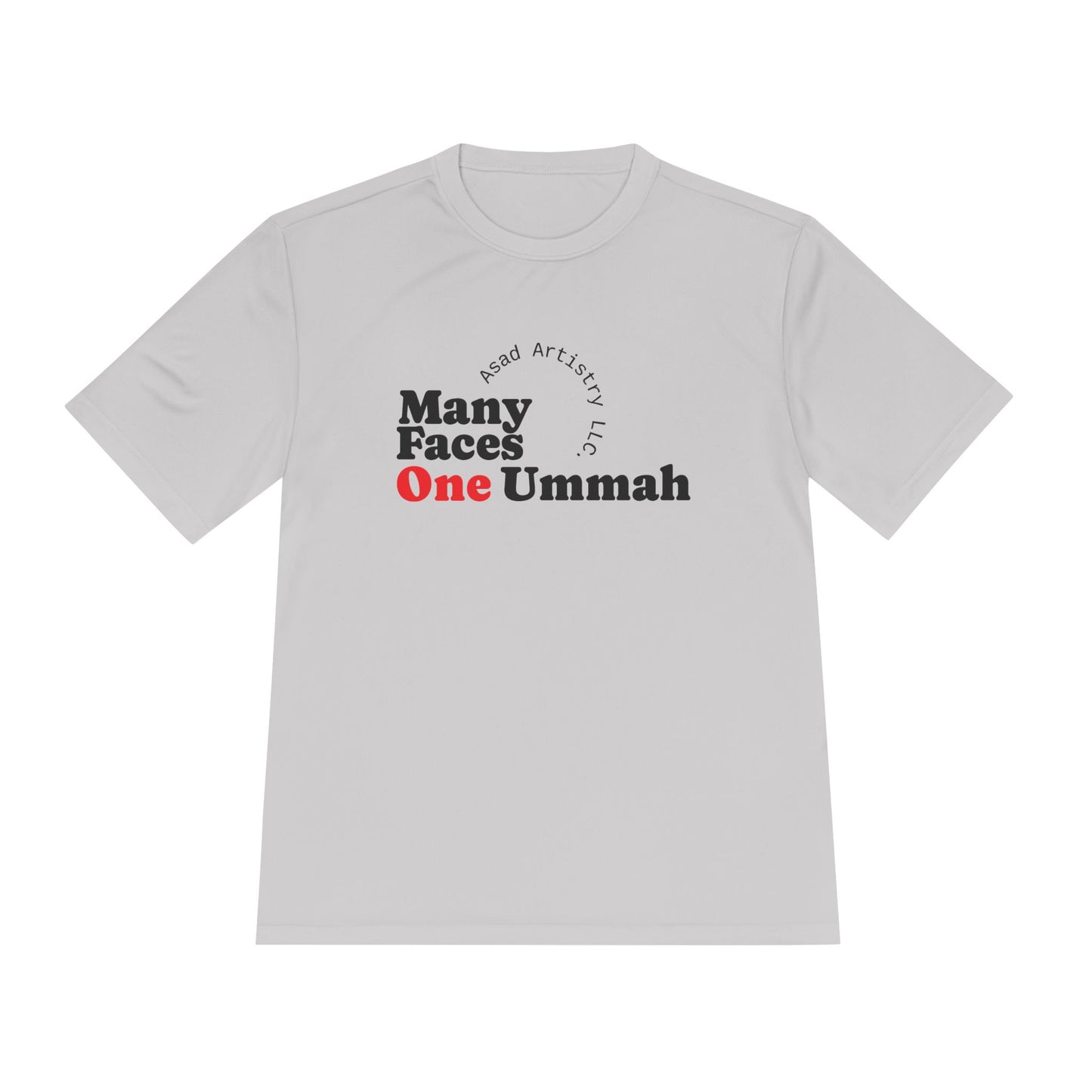 Moisture Wicking Tee with 'Many Faces One Ummah' Design