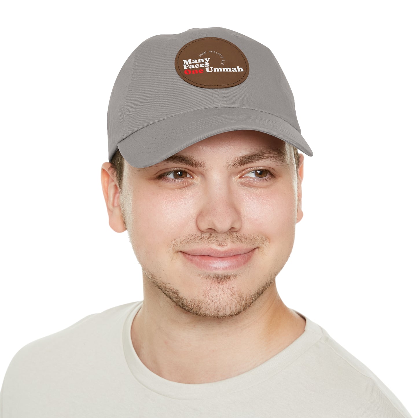 Hat with Leather Patch (Round)Many Faces, One Ummah Leather Patch Hat – Unity You Can Wear
