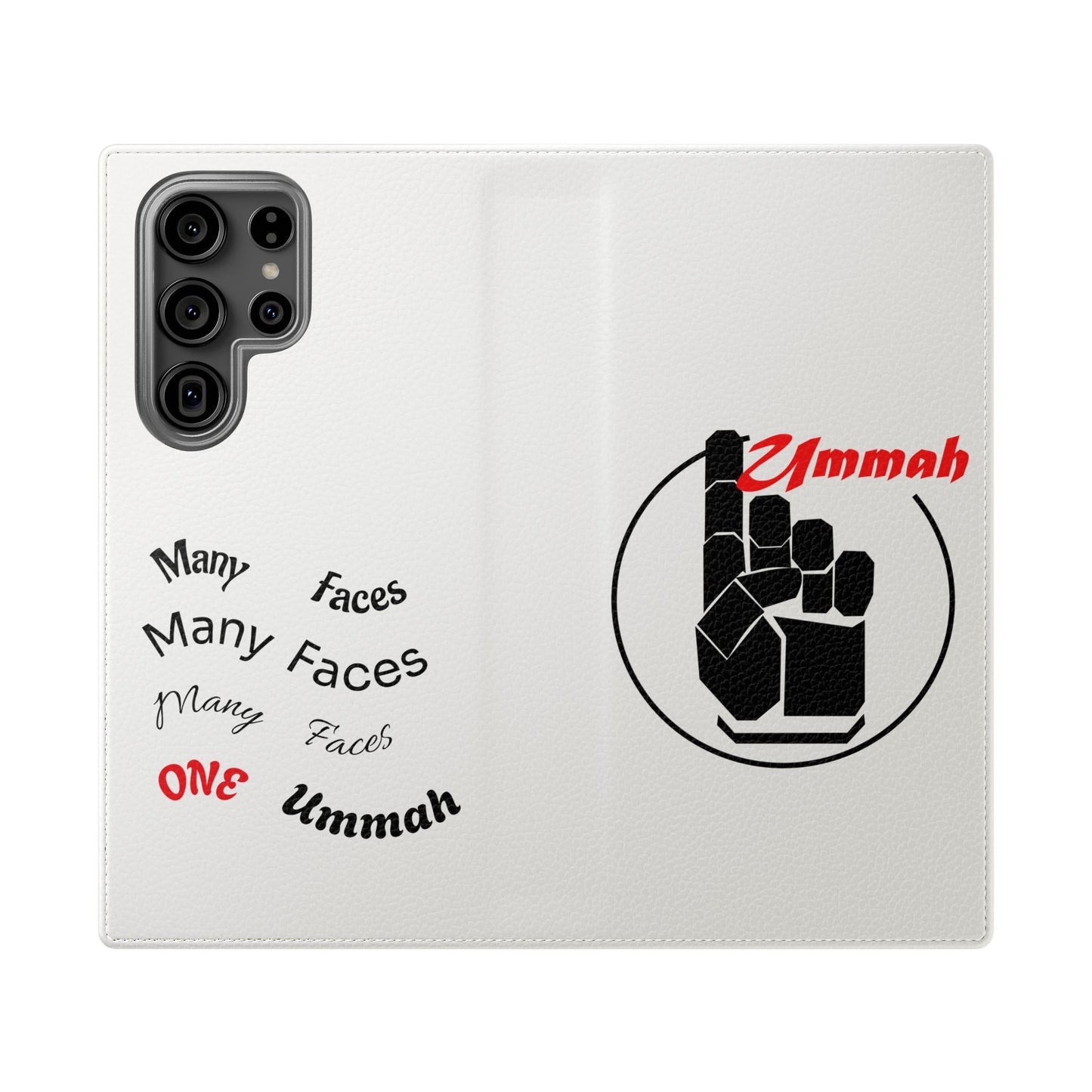 Many Faces, One Ummah Flip Case — where purpose meets protection.