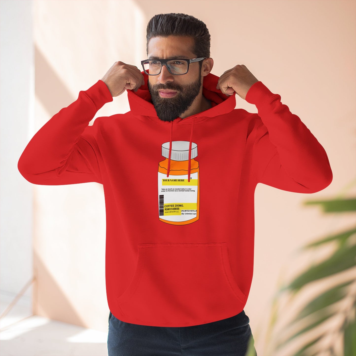 Customizable Prescription Bottle Hoodie - Cozy Medication Inspired Fleece Sweatshirt