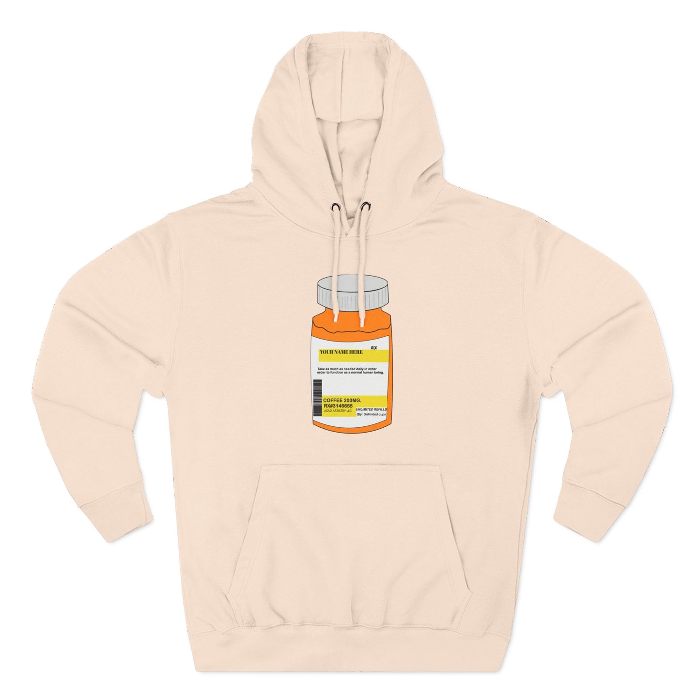 Customizable Prescription Bottle Hoodie - Cozy Medication Inspired Fleece Sweatshirt