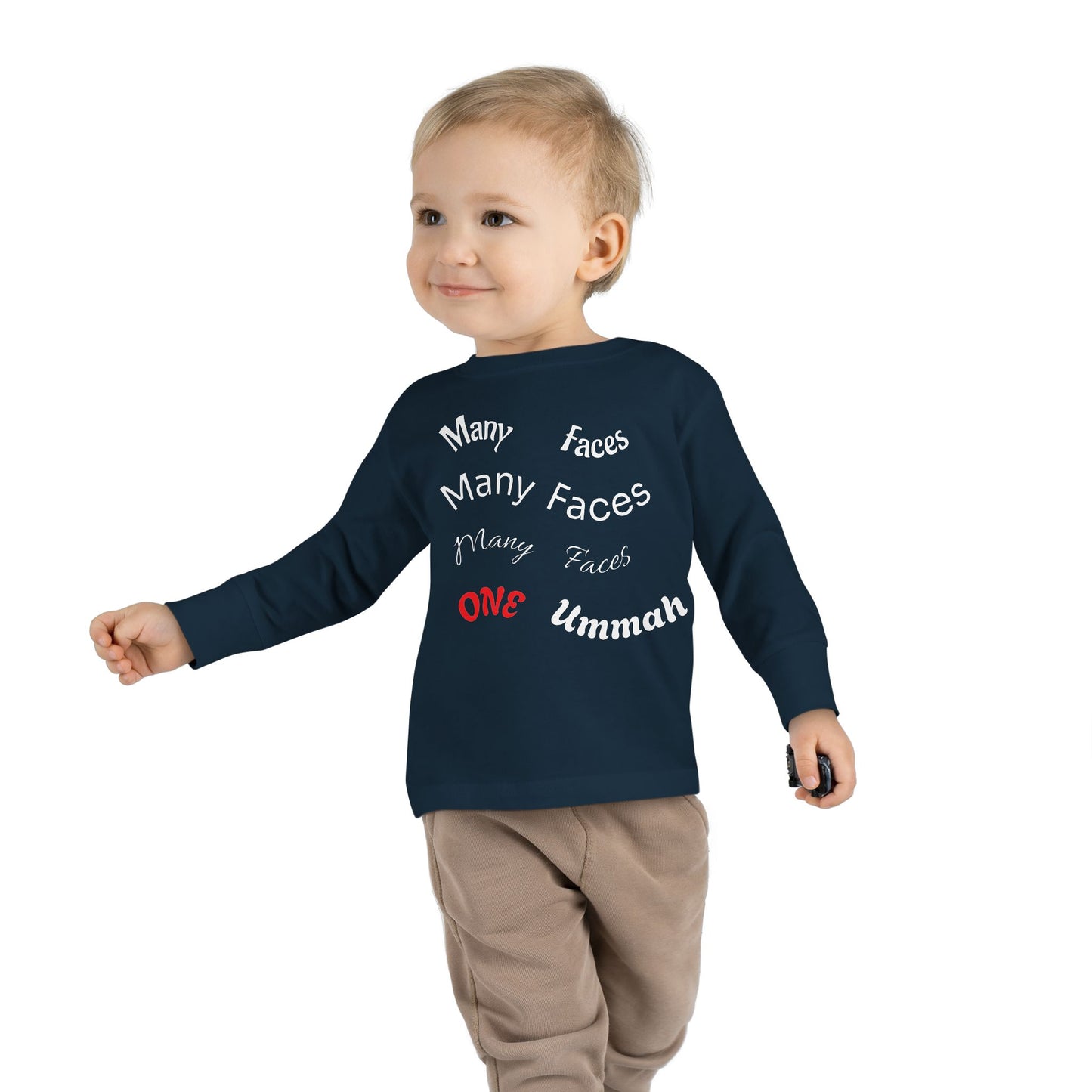 Many Faces One Ummah Toddler Long Sleeve Tee – Joyful Style, Meaningful Message