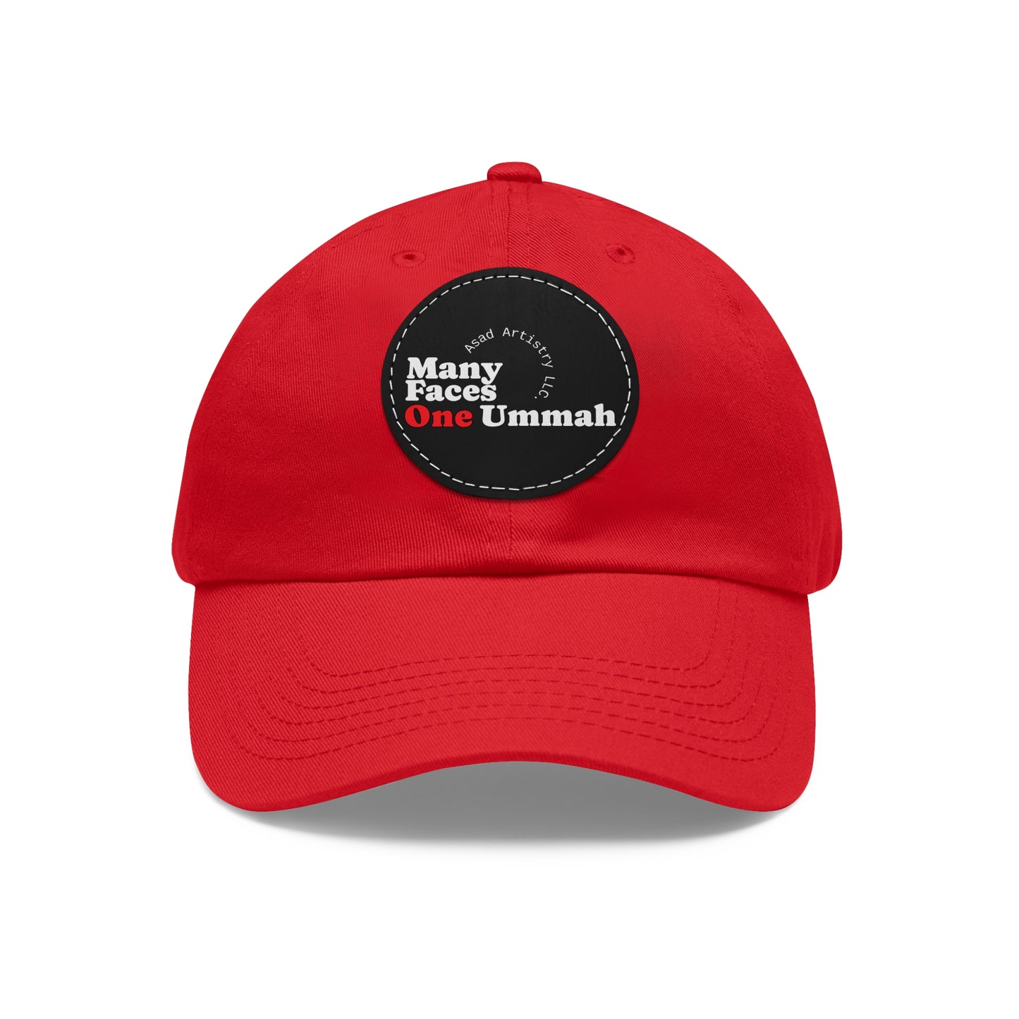 Hat with Leather Patch (Round)Many Faces, One Ummah Leather Patch Hat – Unity You Can Wear