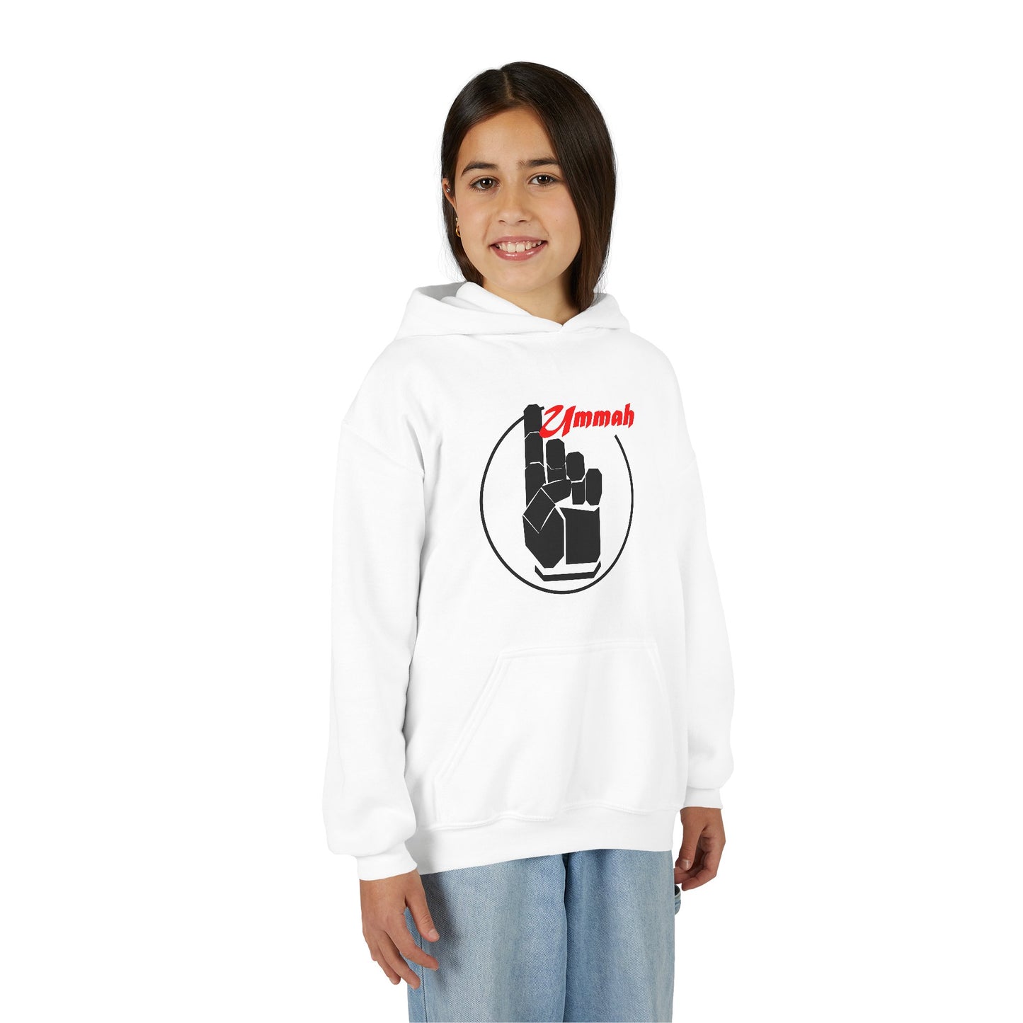 Youth Hooded Sweatshirt with 'Ummah' Graphic - Cozy & Stylish for All Occasions