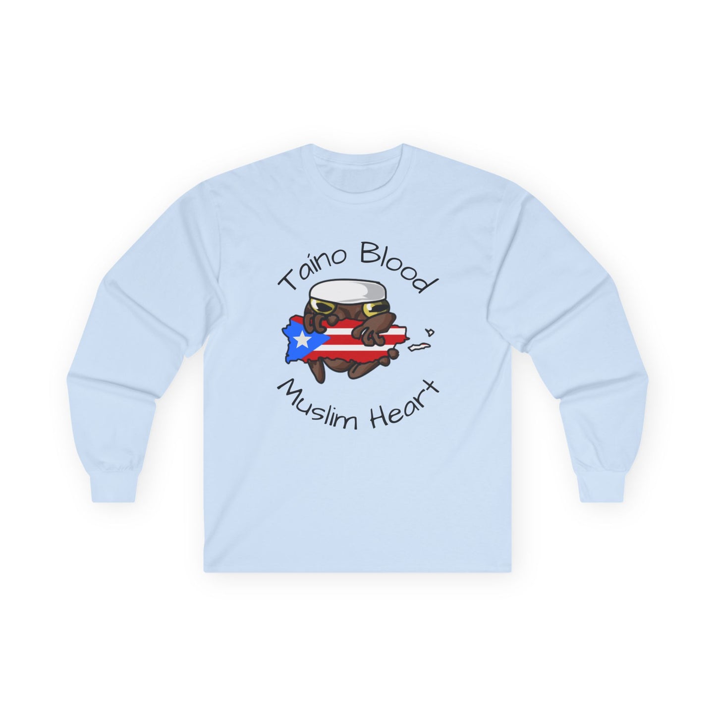 Taino Blood Muslim Heart Long Sleeve Tee — Puerto Rican & Muslim Pride Graphic Shirt