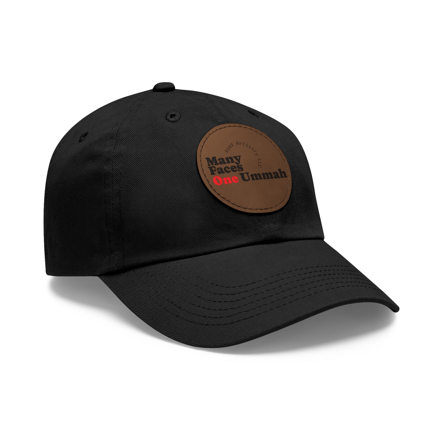 Hat with Leather Patch (Round)Many Faces, One Ummah Leather Patch Hat – Unity You Can Wear