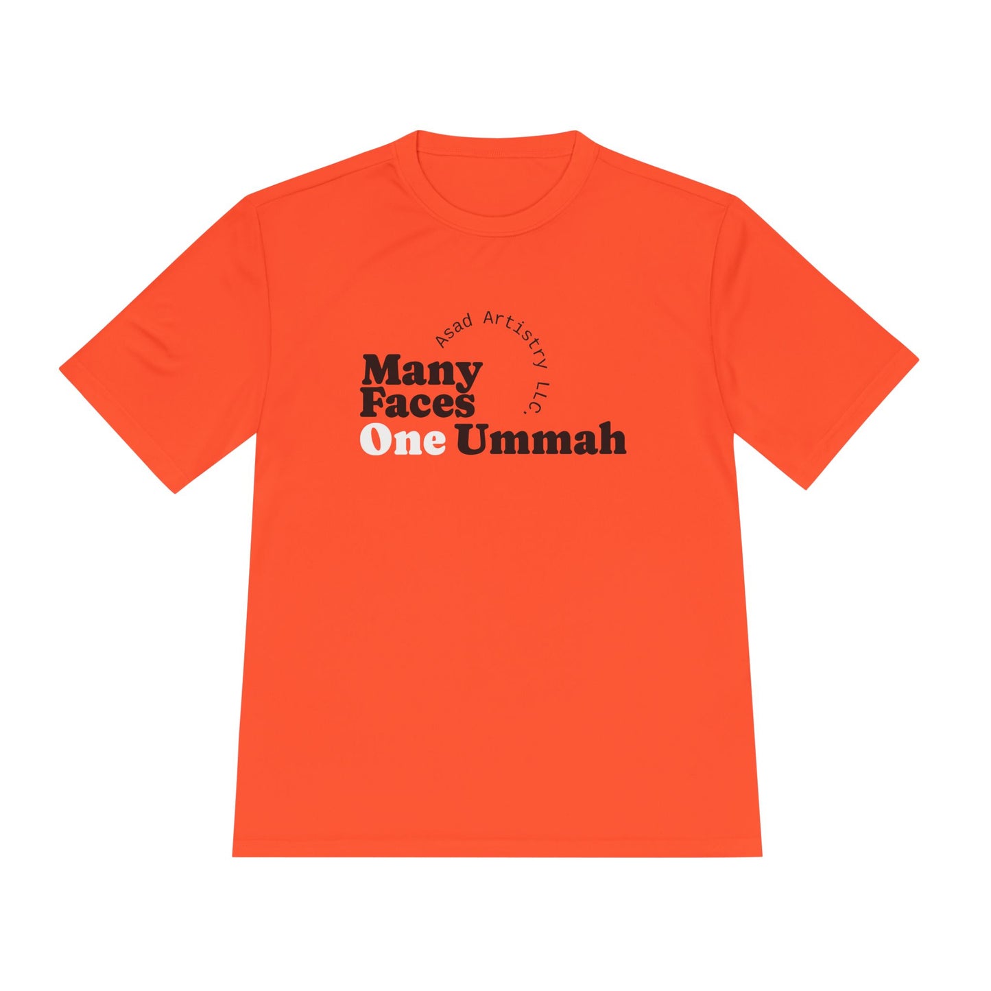Moisture Wicking Tee with 'Many Faces One Ummah' Design