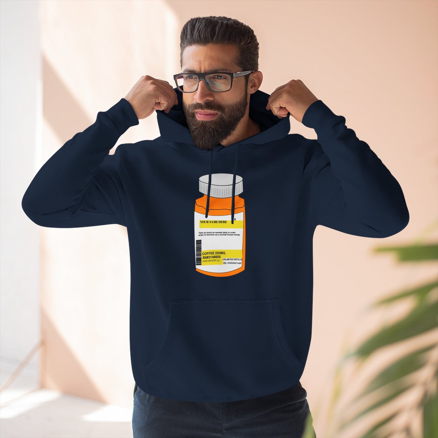 Customizable Prescription Bottle Hoodie - Cozy Medication Inspired Fleece Sweatshirt