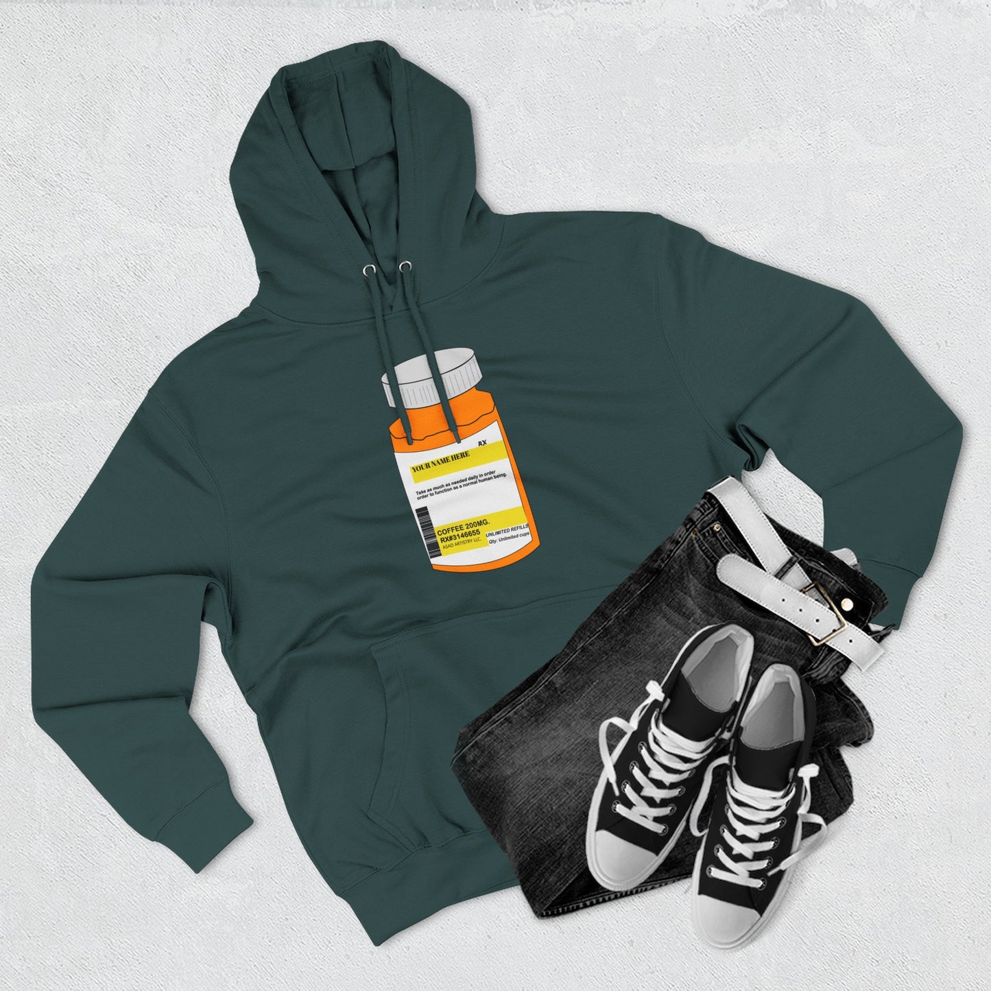 Customizable Prescription Bottle Hoodie - Cozy Medication Inspired Fleece Sweatshirt