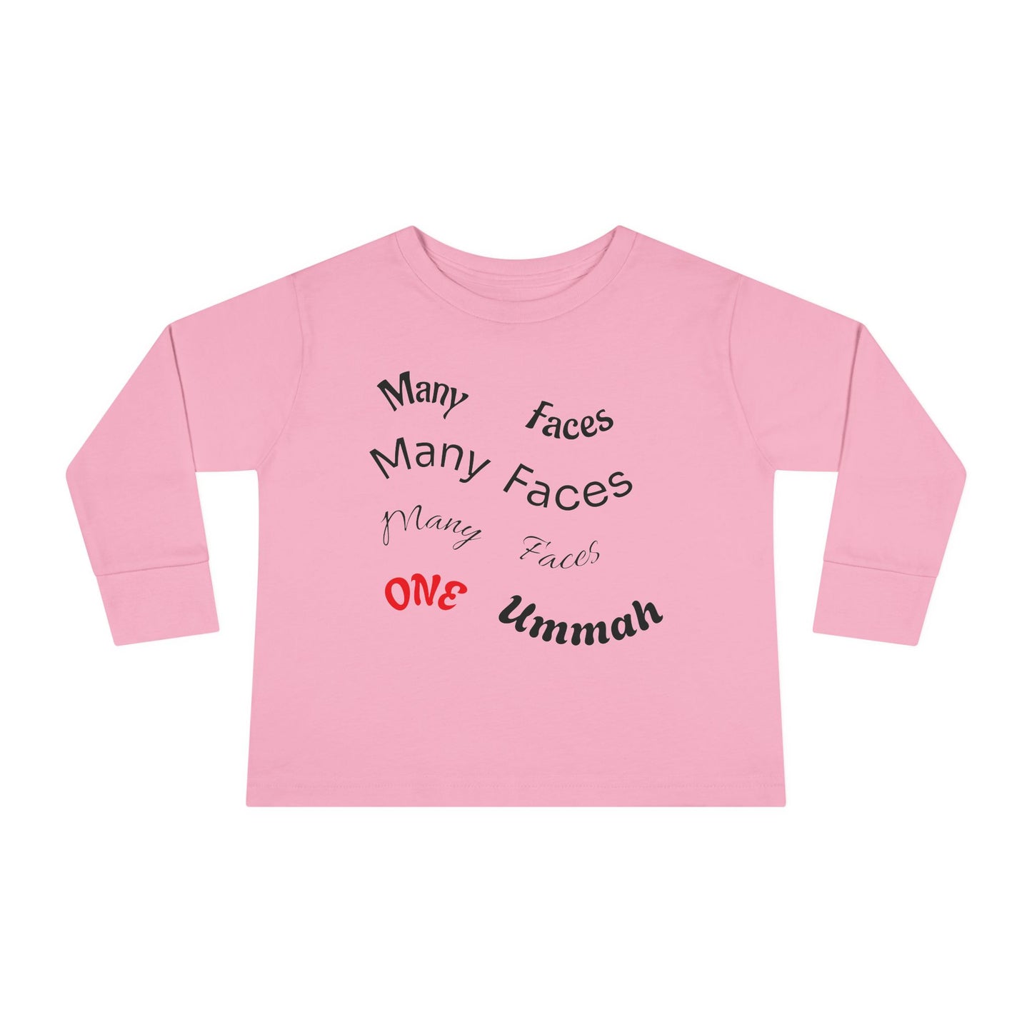 Many Faces One Ummah Toddler Long Sleeve Tee – Joyful Style, Meaningful Message