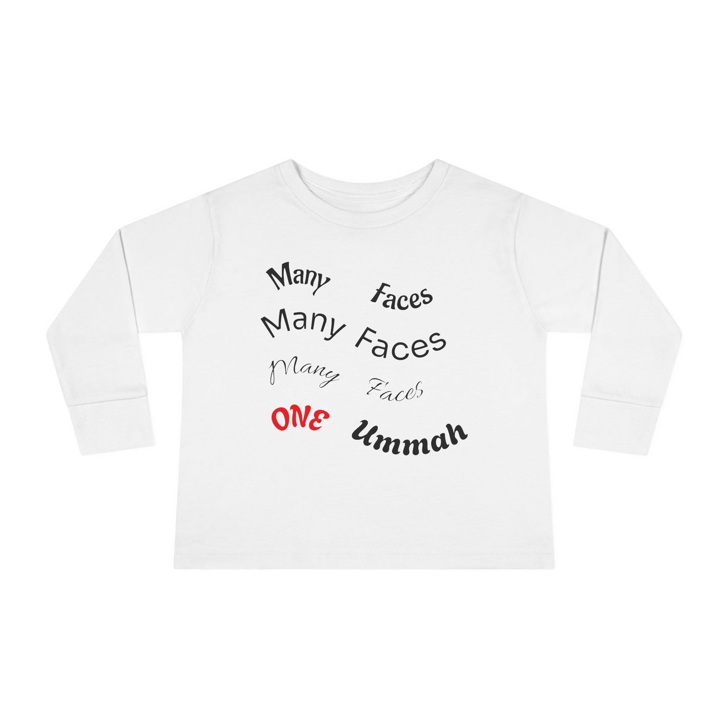 Many Faces One Ummah Toddler Long Sleeve Tee – Joyful Style, Meaningful Message